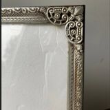 Vintage metal silver colored frame 24.5 cm x 18.5 cm  convex glass