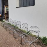 Set of 6 designer chairs in chromed metal from the 1970s