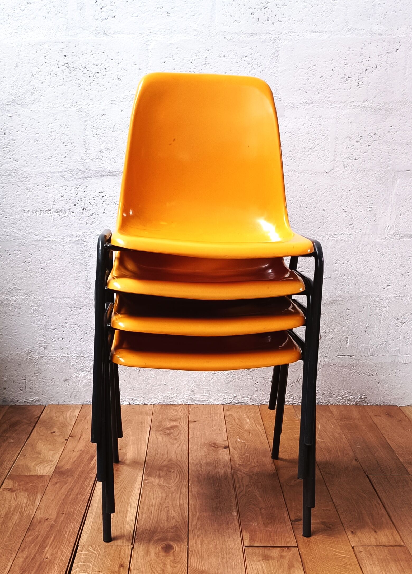 Yellow, vintage community chair