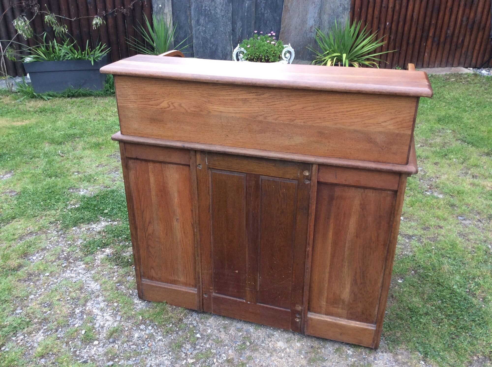 Old Angus London brand double-box sliding cylinder curtain desk.