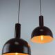 Set of 2 Mid-Century Modern Brown Metal Hanging Lamps