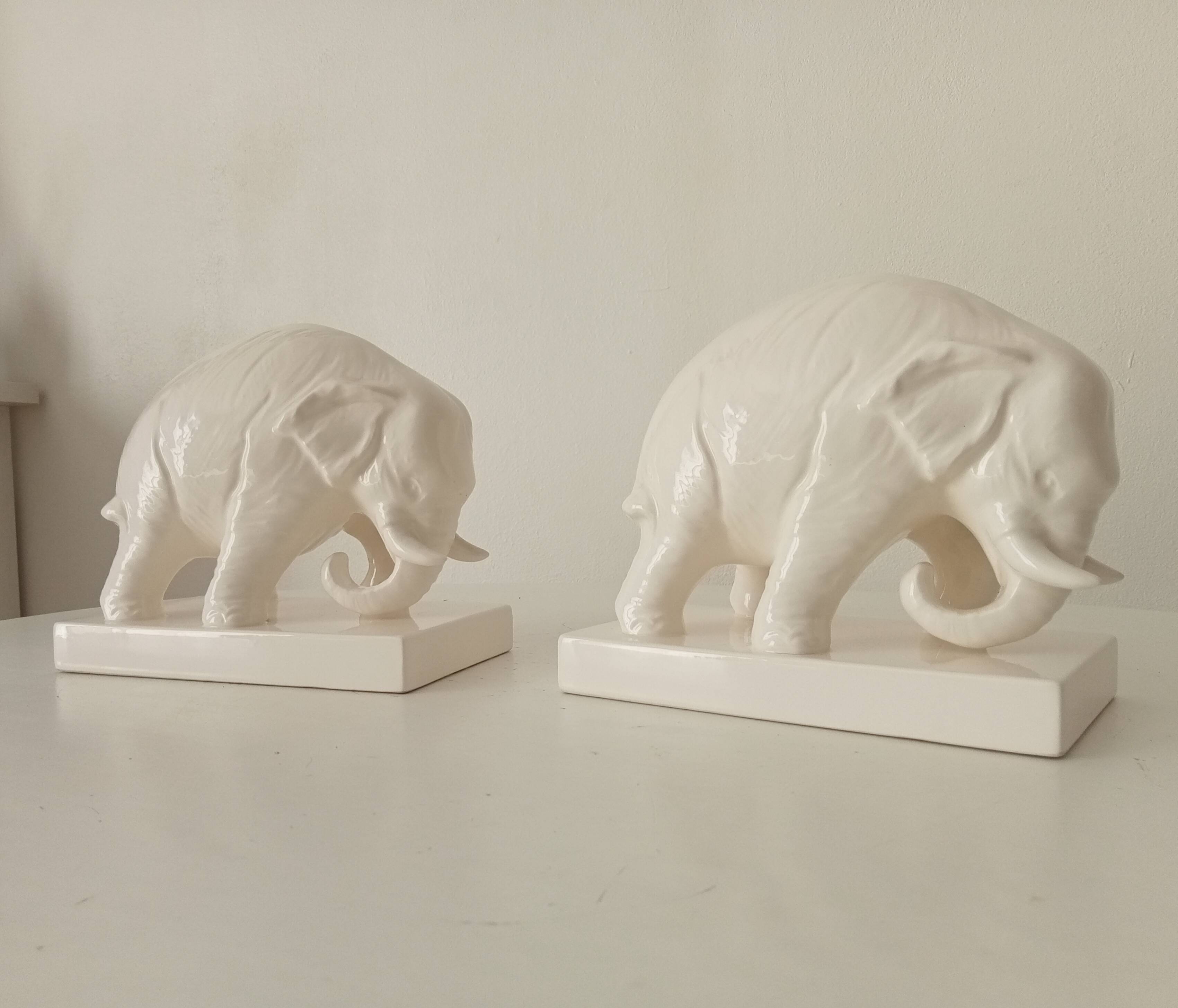 Pair of antique glazed ceramic bookends