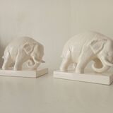 Paire de serre-livres anciens en céramique émaillée