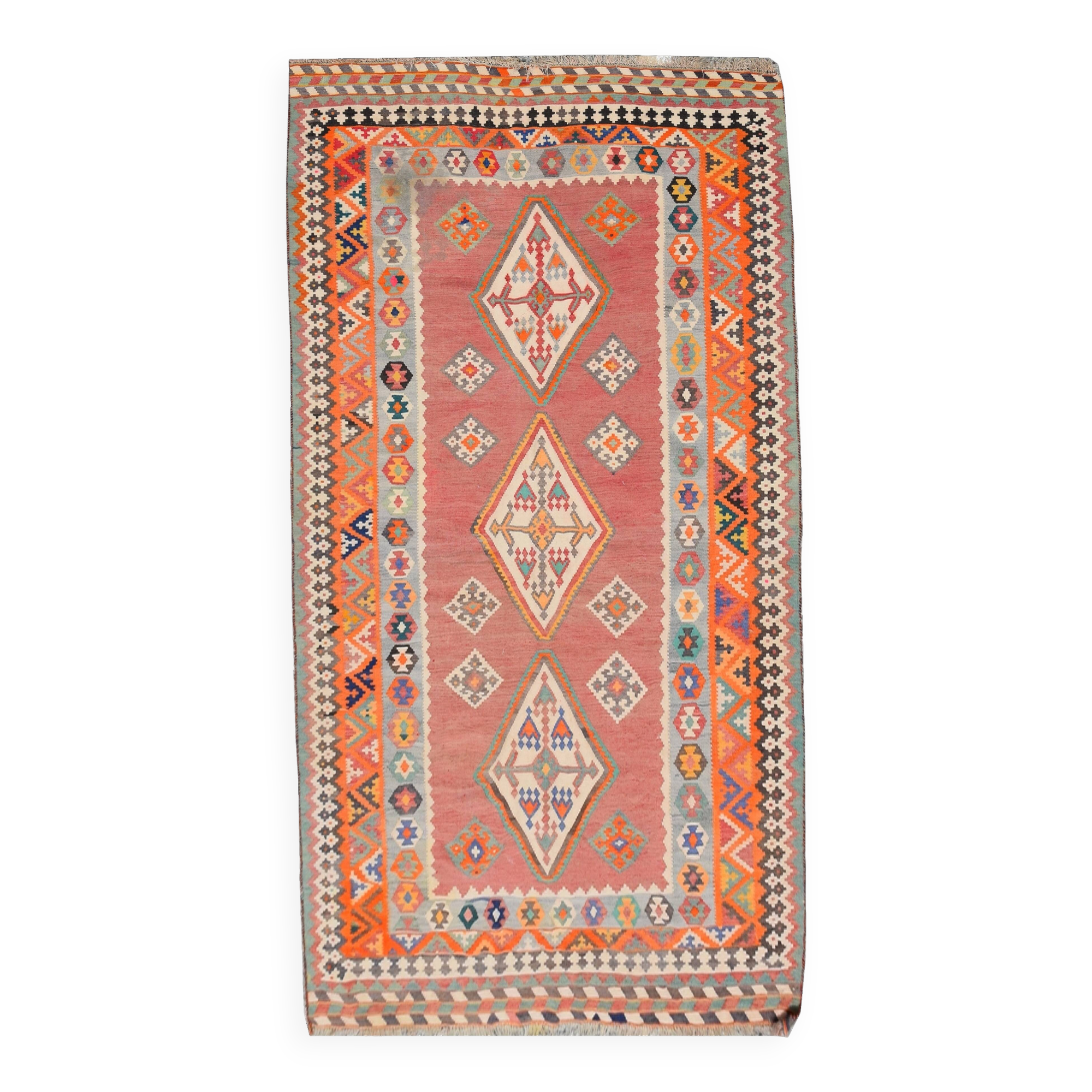Oriental Kilim Rug Shiraz Gashgaï Antique: 1.50 X 2.85 Metres -