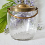 Old glass and brass cookie bucket