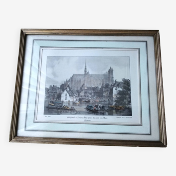 Framed lithograph of Amiens Cathedral by Thomas Boys