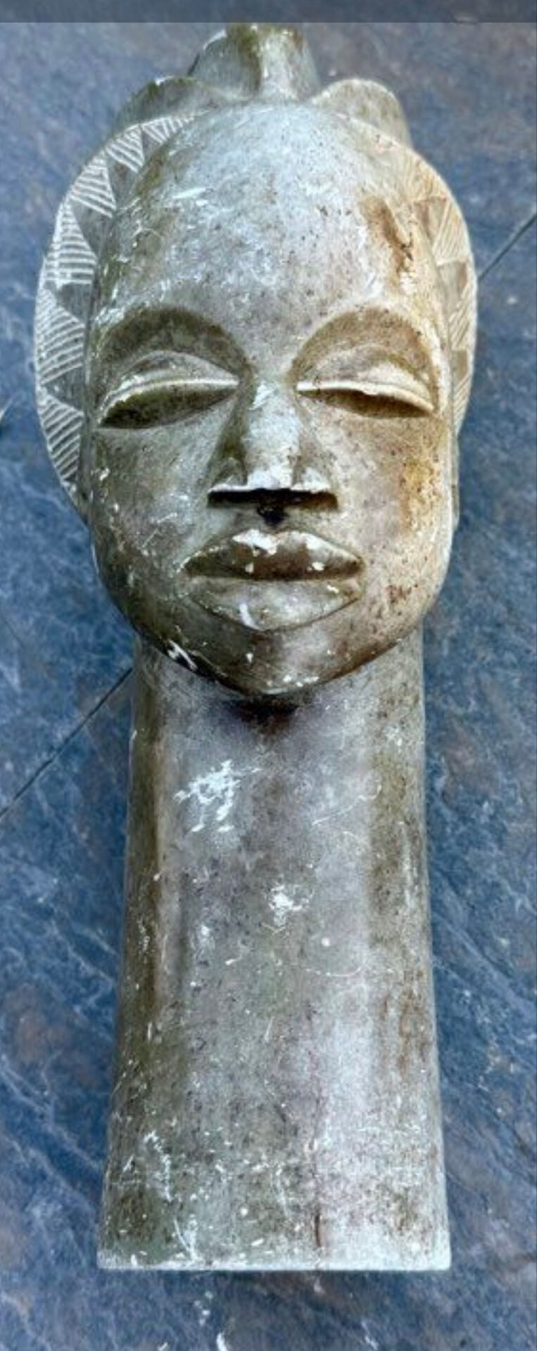 Large african sculpture in steatite stone signed lewanga – art