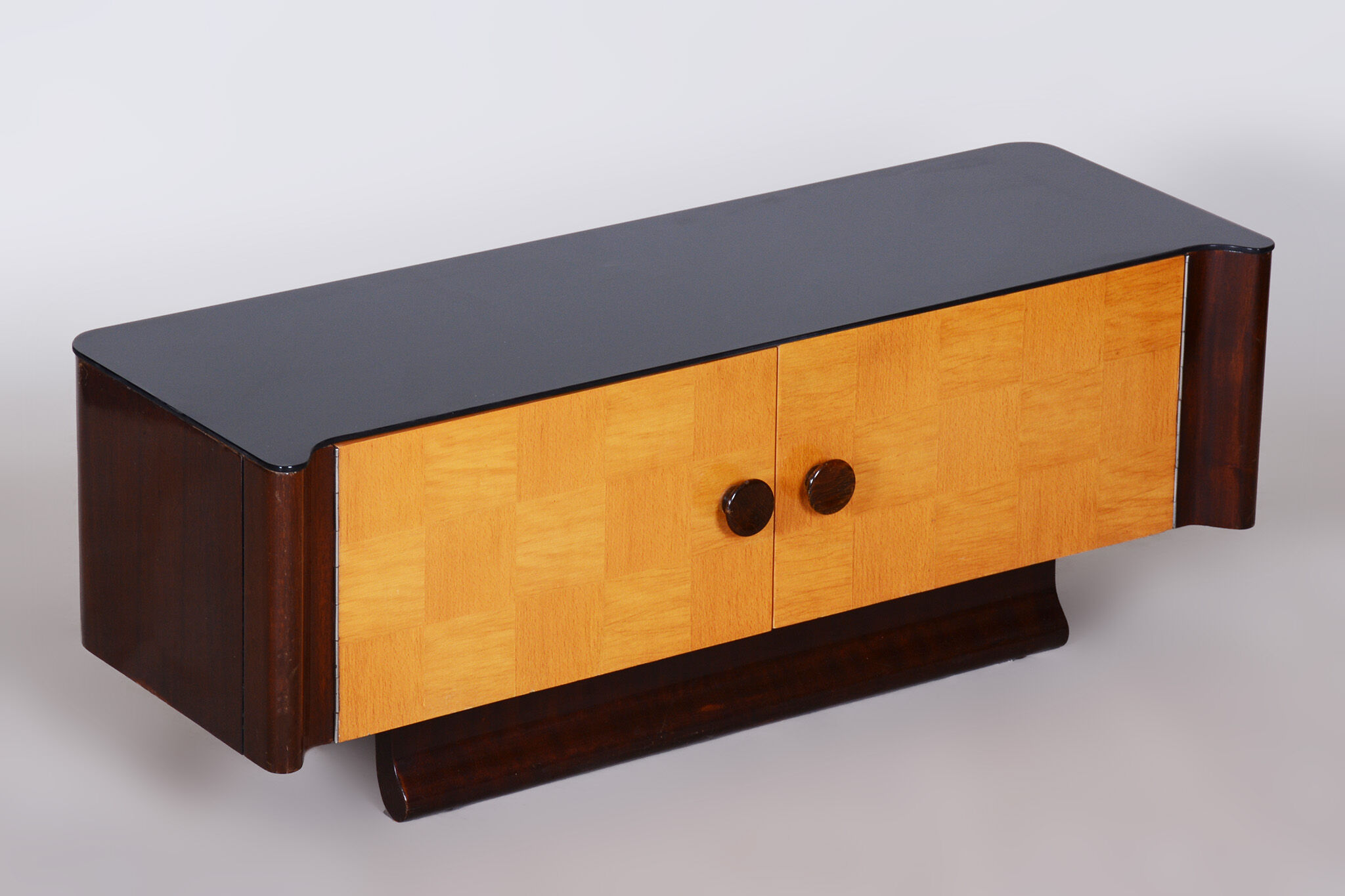 Artdeco small checkered inlay cabinet by Jindrich Halabala, Up Zavody, 1940s