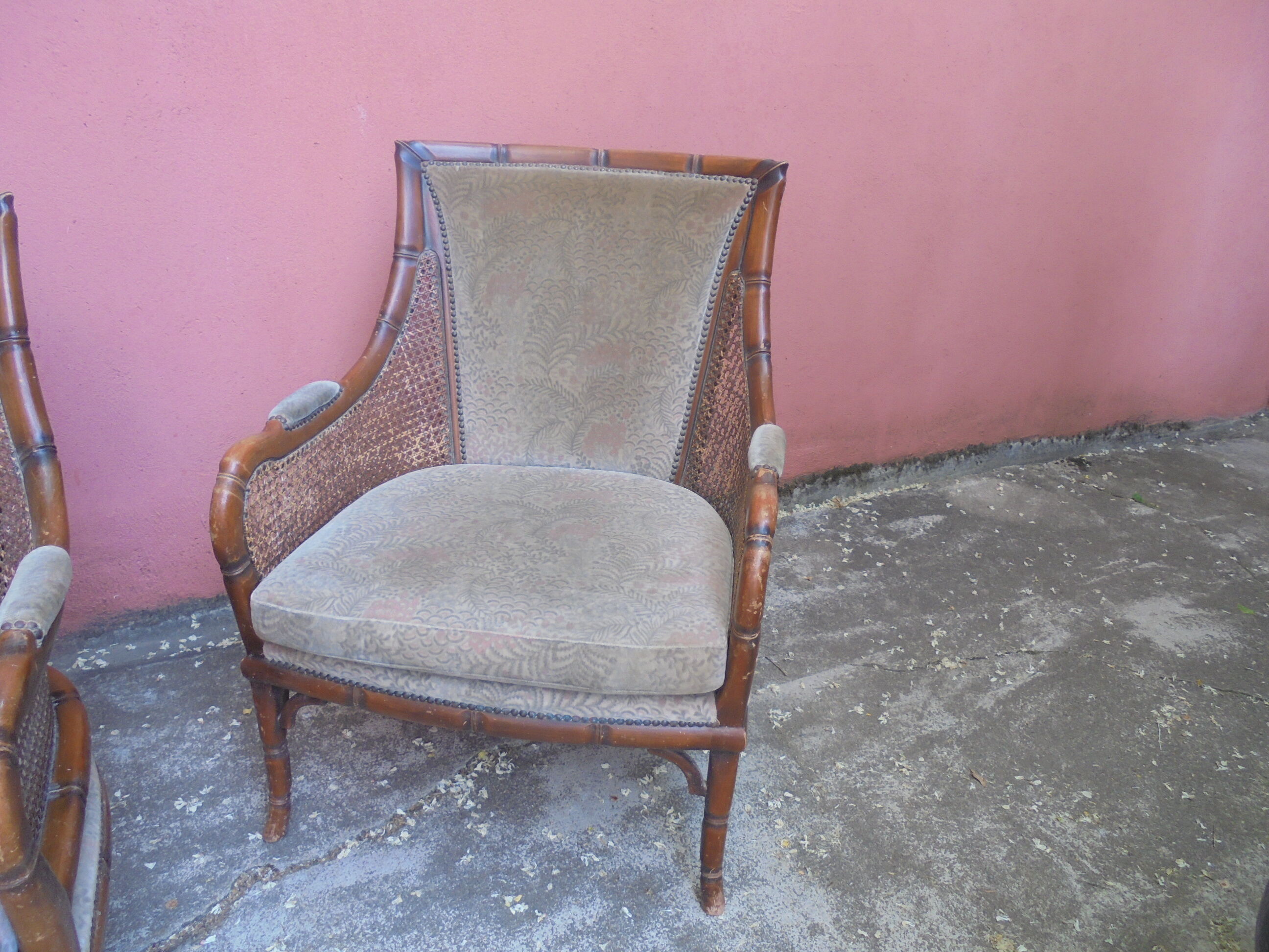 Rattan cane sofa and armchair circa 1970