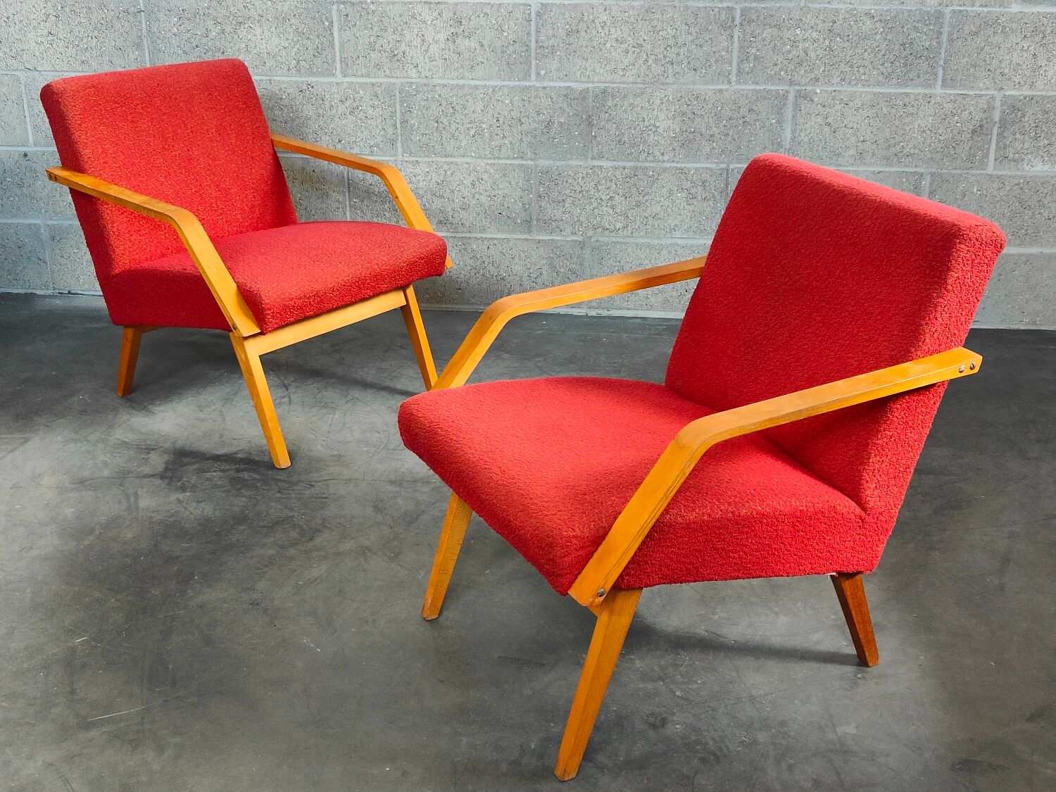 Pair of armchairs red Mier Topolcany 1960
