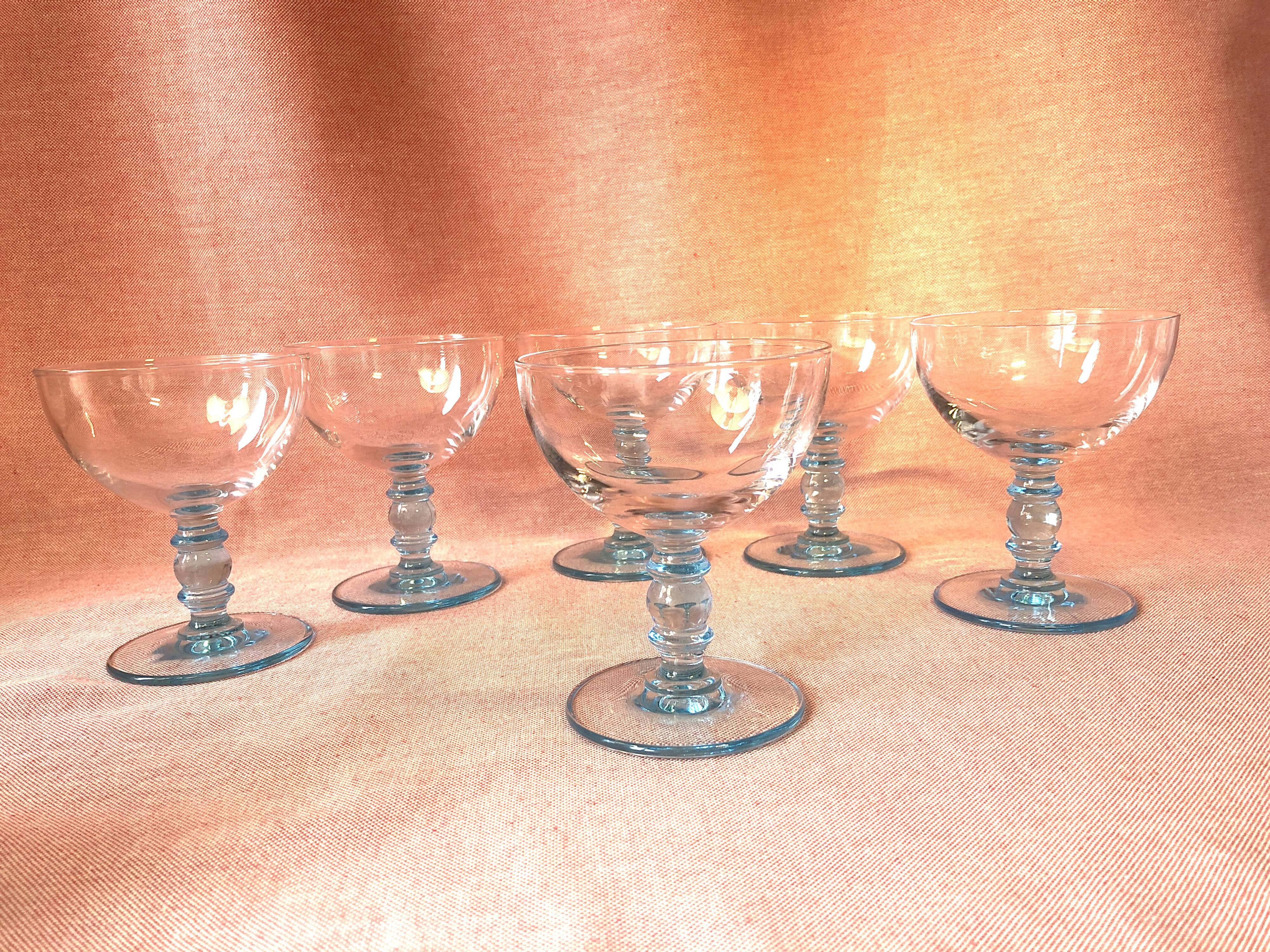 Vintage blue champagne glasses