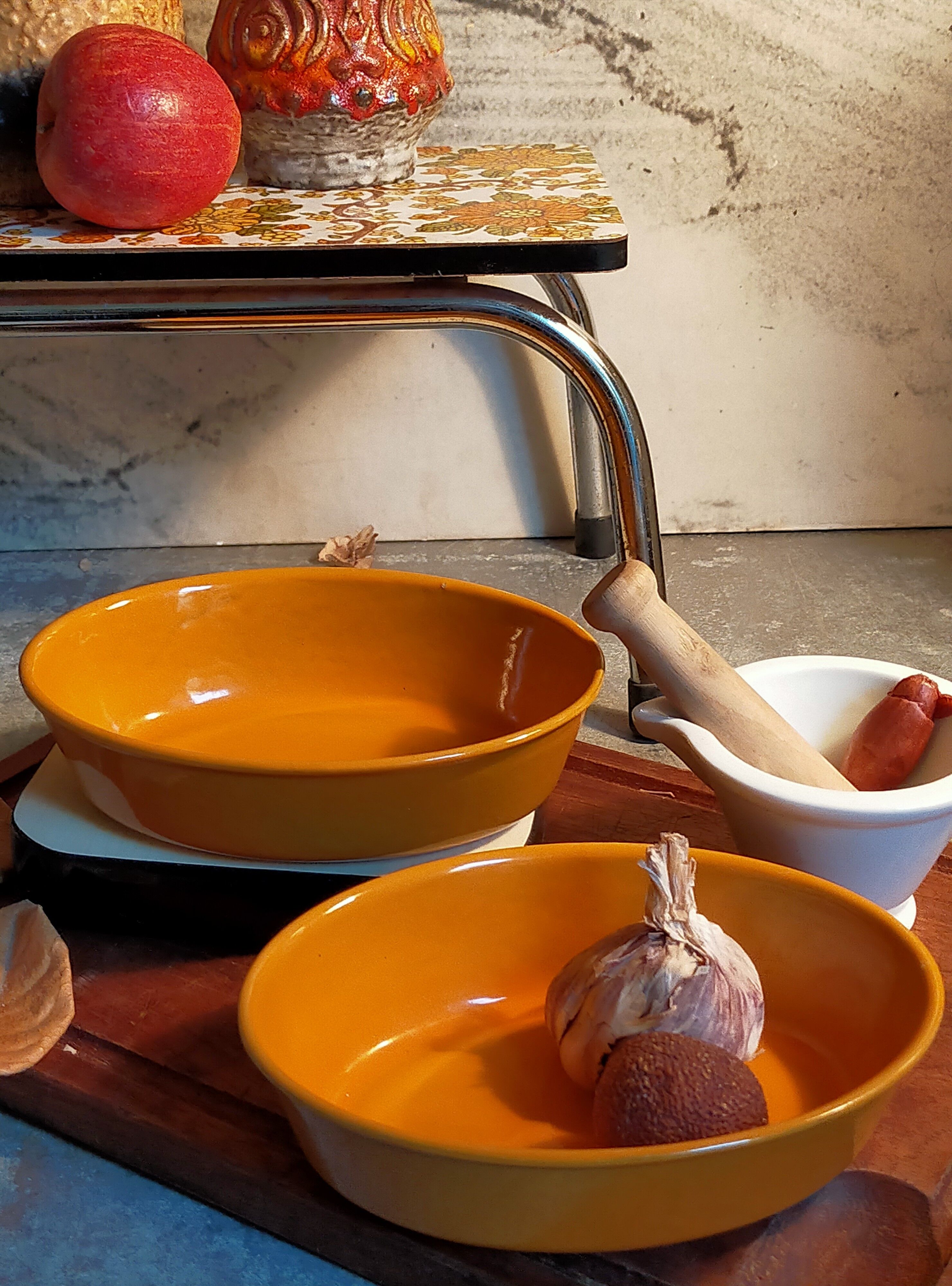 Duo of enamelled cast iron dishes Made in France LE CREUSET vintages