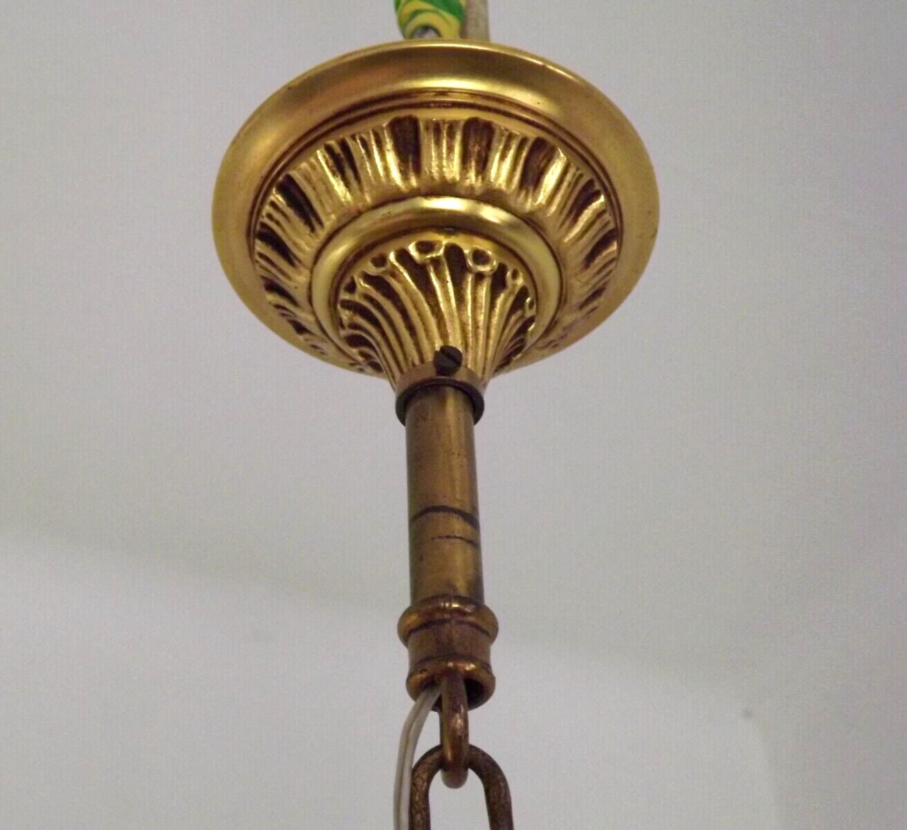 Vintage french brass 4 light chandelier assorted faceted crystal 4007