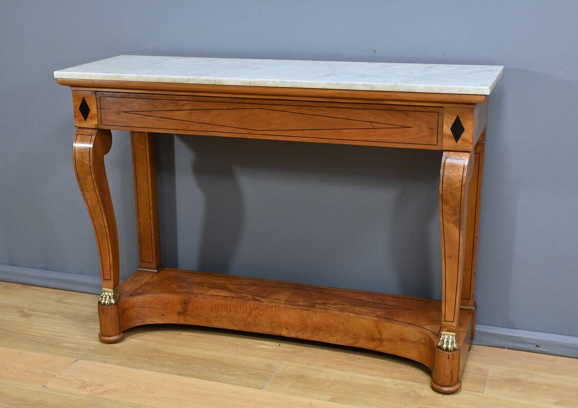 Walnut Burl Console, Restoration Period – Early 19th Century