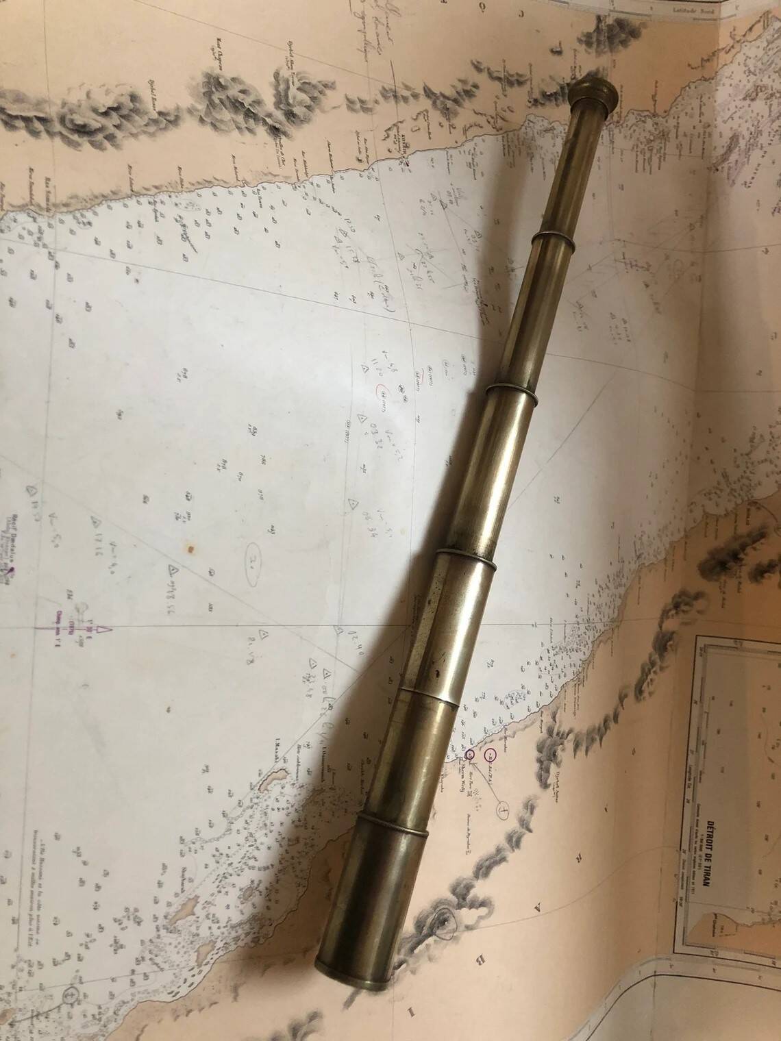 Old brass telescope from the 19th century