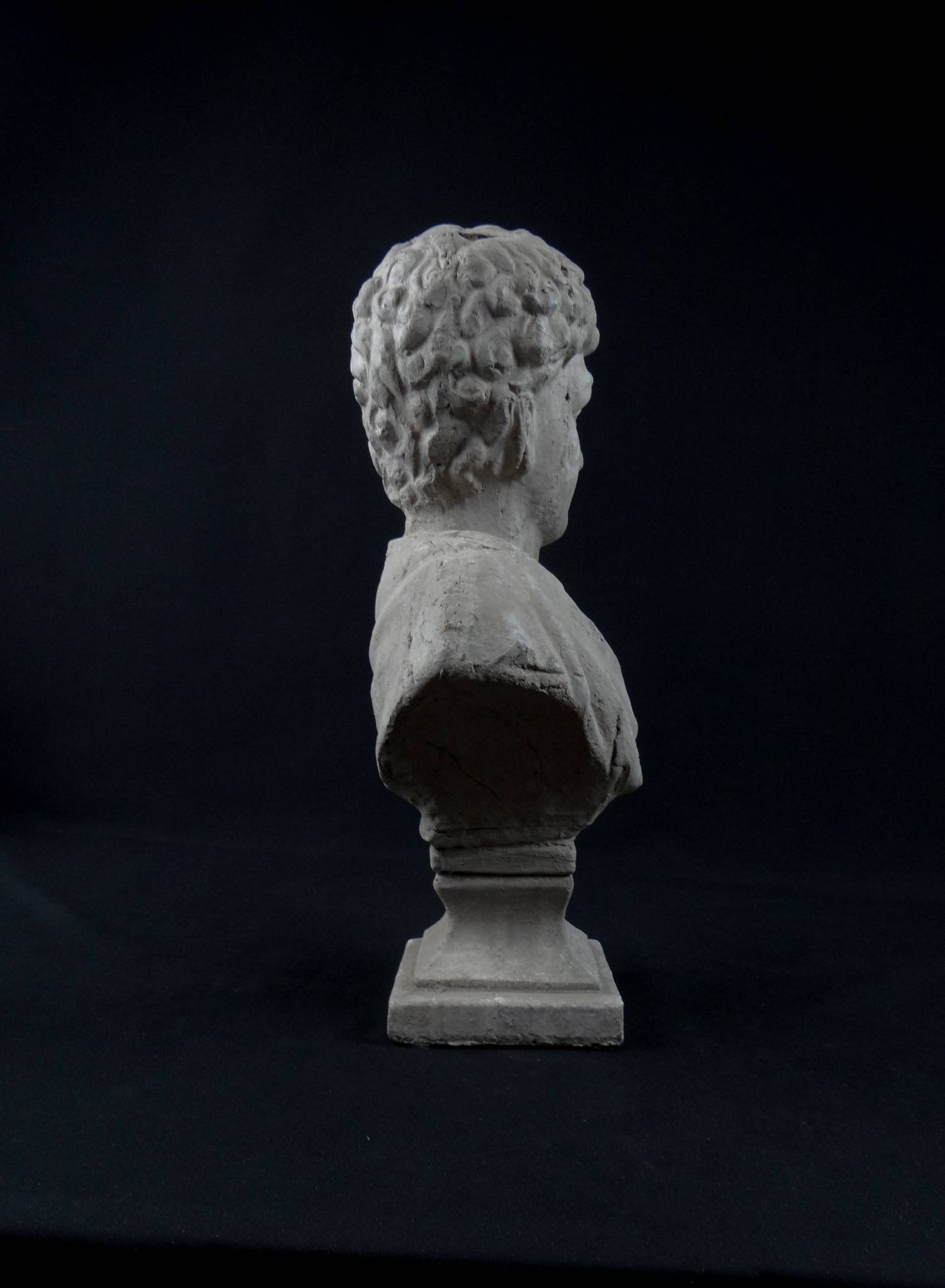 Bust of Marcus Aurelius Caesar as a teenager, in terracotta with a grey patina, 20th century