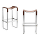 Brown and silver pair of stools without a backrest.