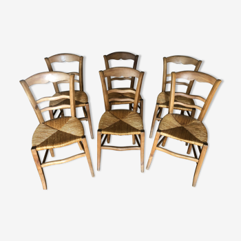 Lot 6 chaises merisier