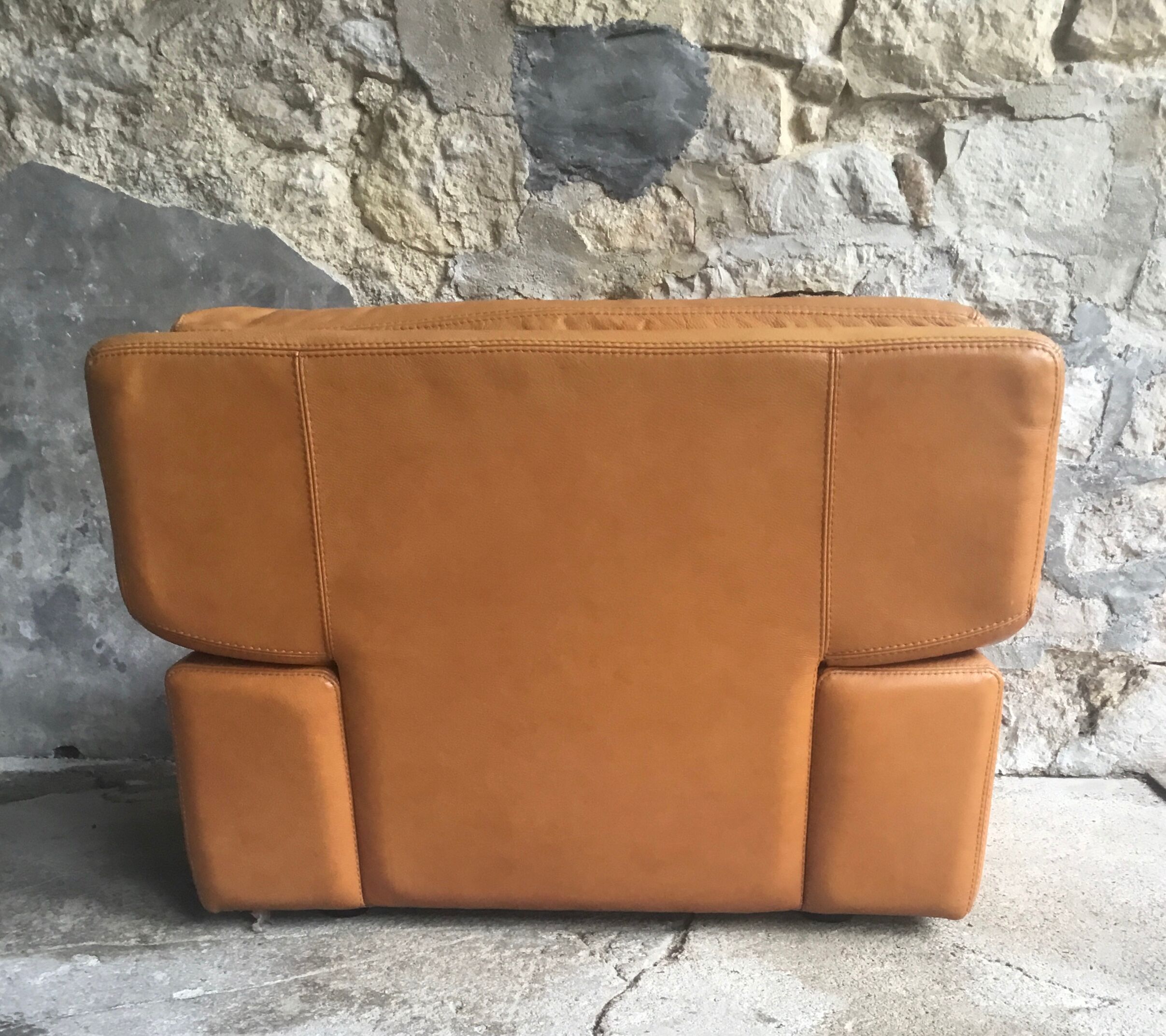 Roche Bobois leather armchair - cognac - 1990