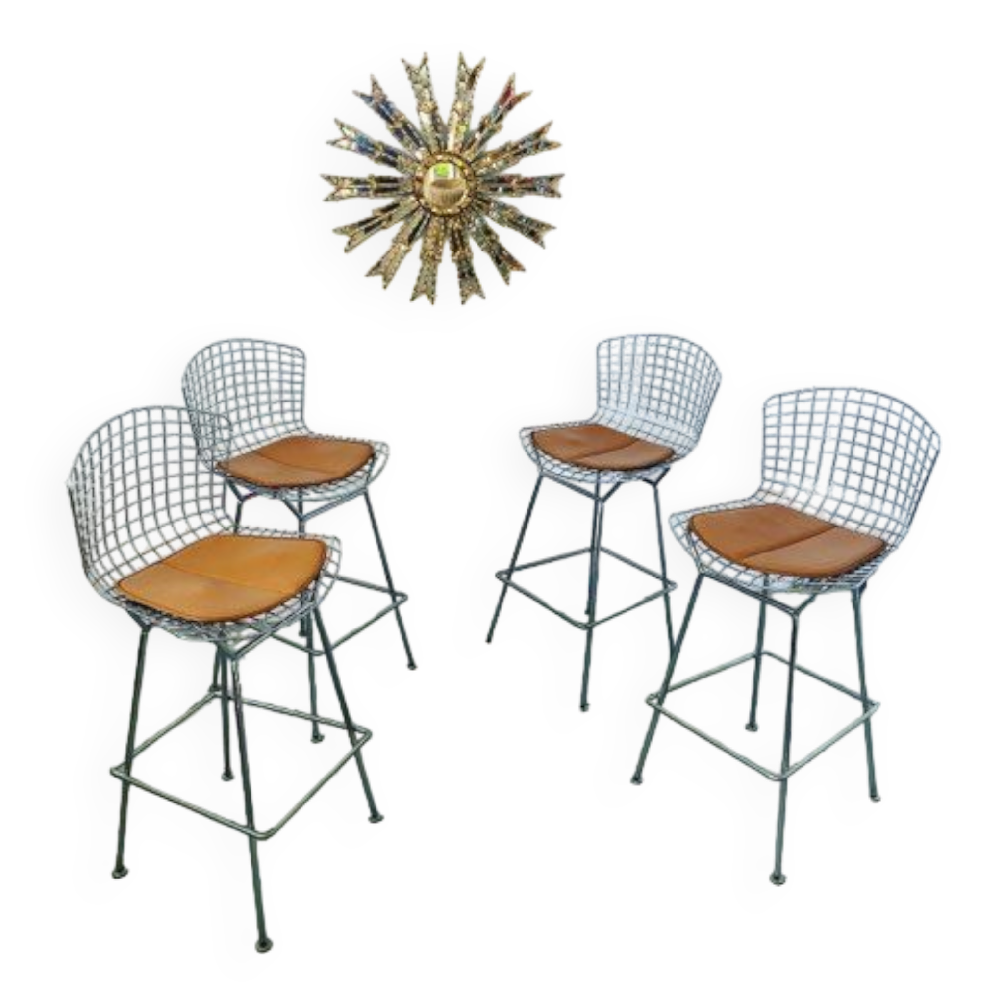 Lot de 4 tabouretls de bar Bertoia Knoll