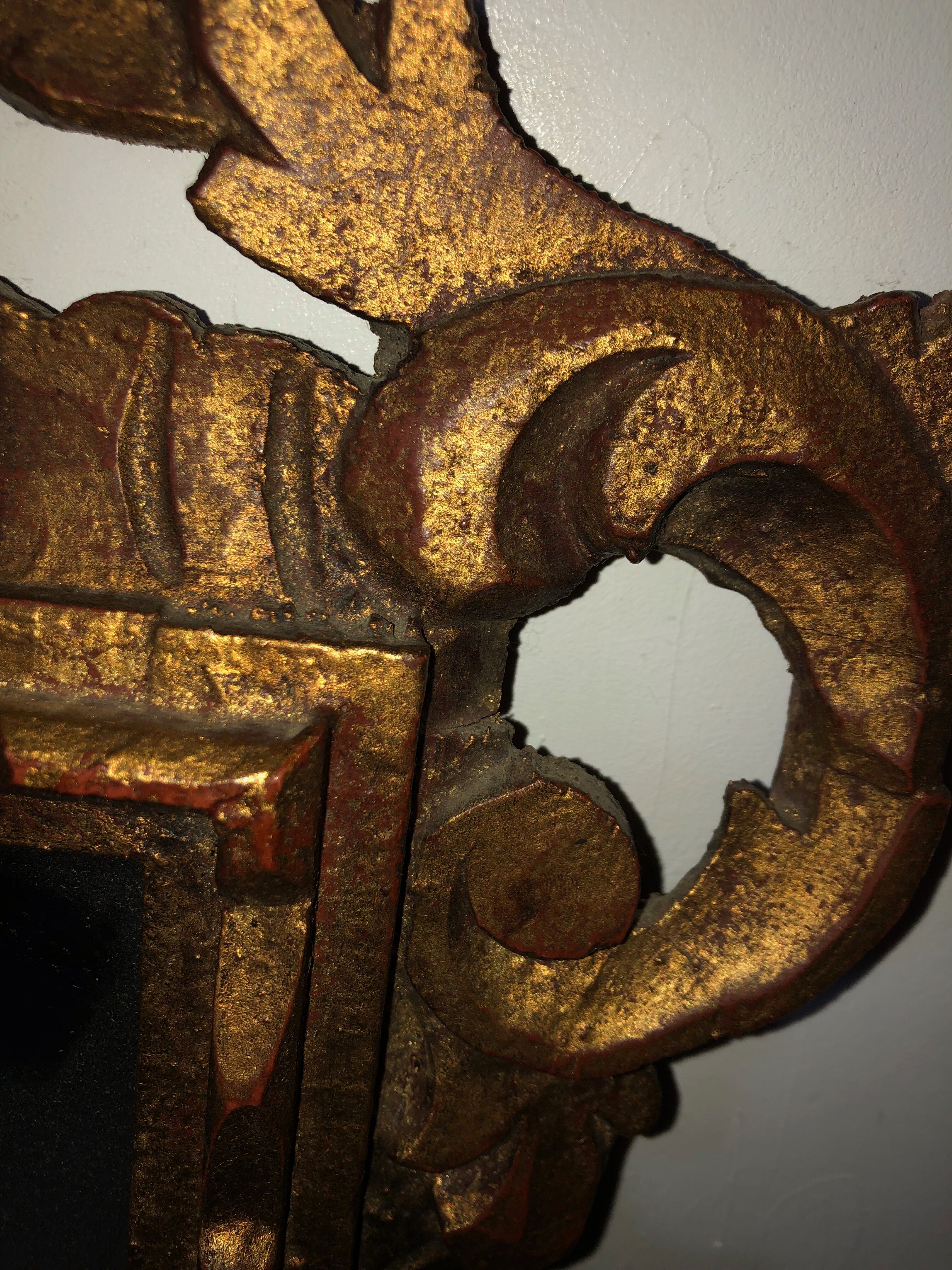 Golden wooden mirror old vintage 33x43cm