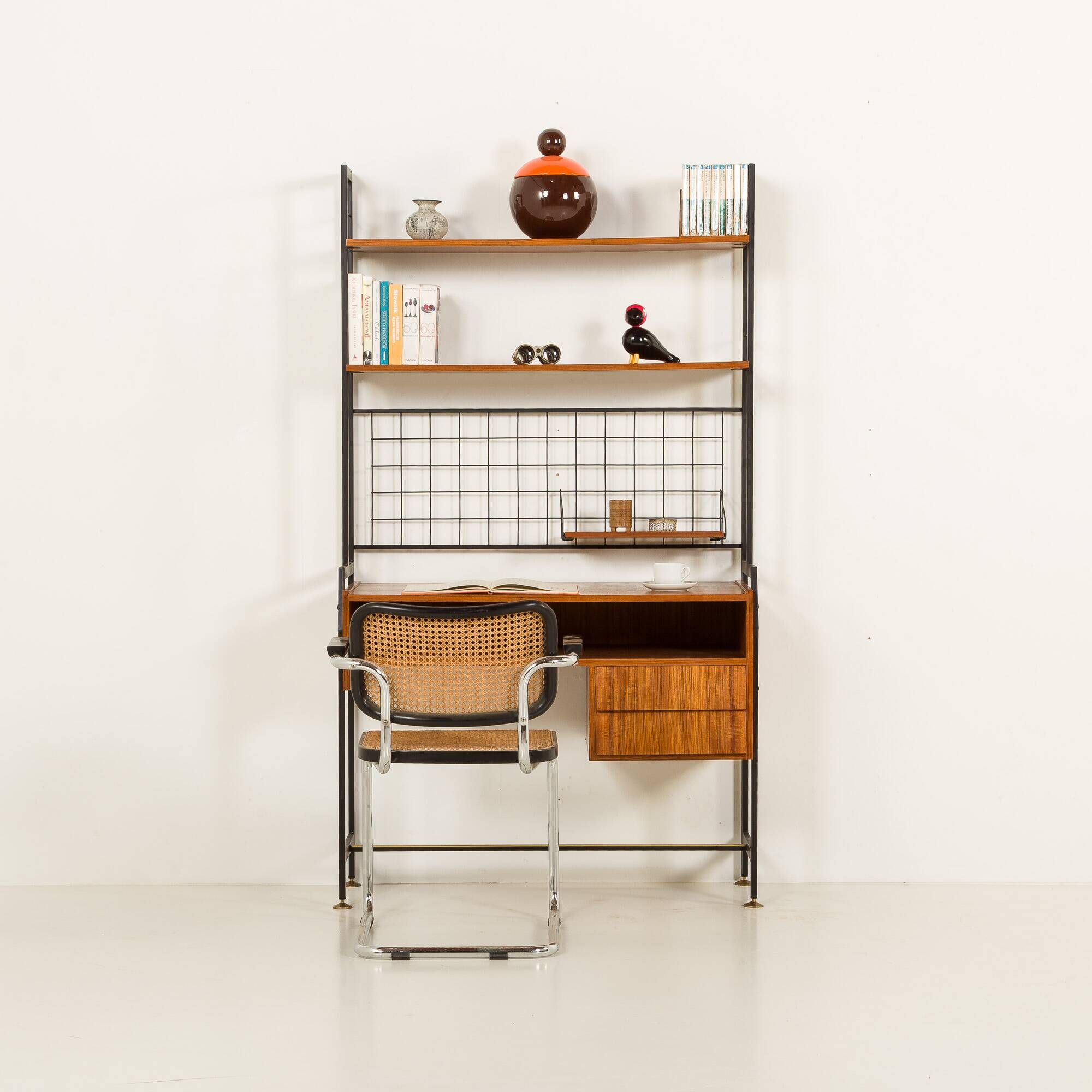 Italian mid century bookcase with a desk, 1970s
