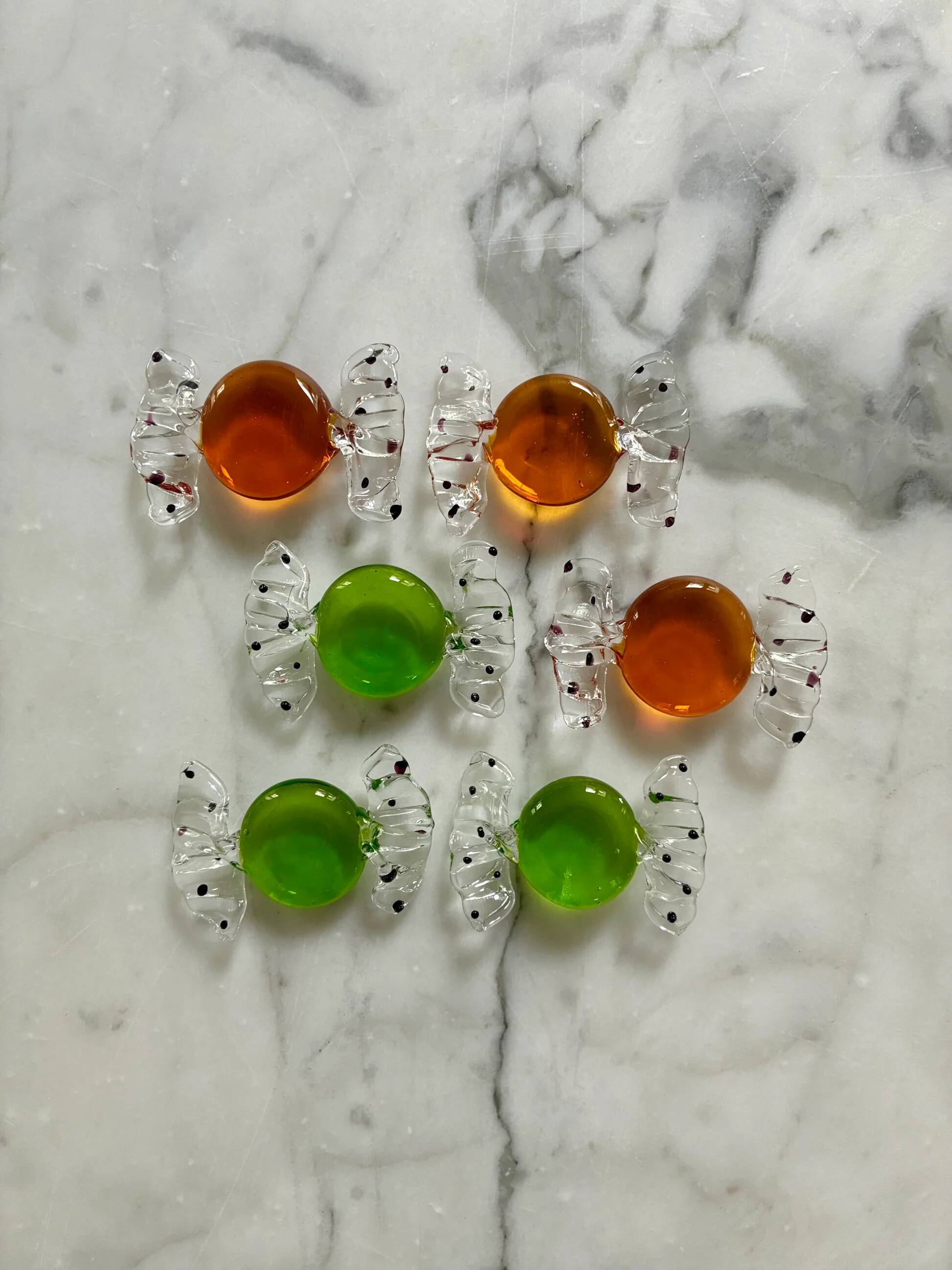 Six porte-couteaux "Bonbon" en verre de Murano - 1970.