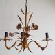 Gold metal chandelier with ear of wheat decor