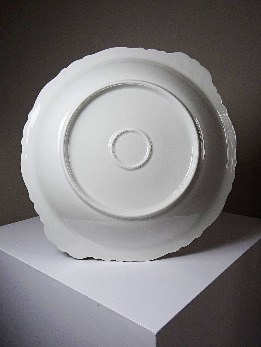 Large hollow serving dish, fine white Limoges porcelain, vintage/antique