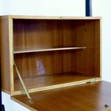 Bibliothèque modulaire autoportante en teck et acier de style italien moderne du milieu du siècle,