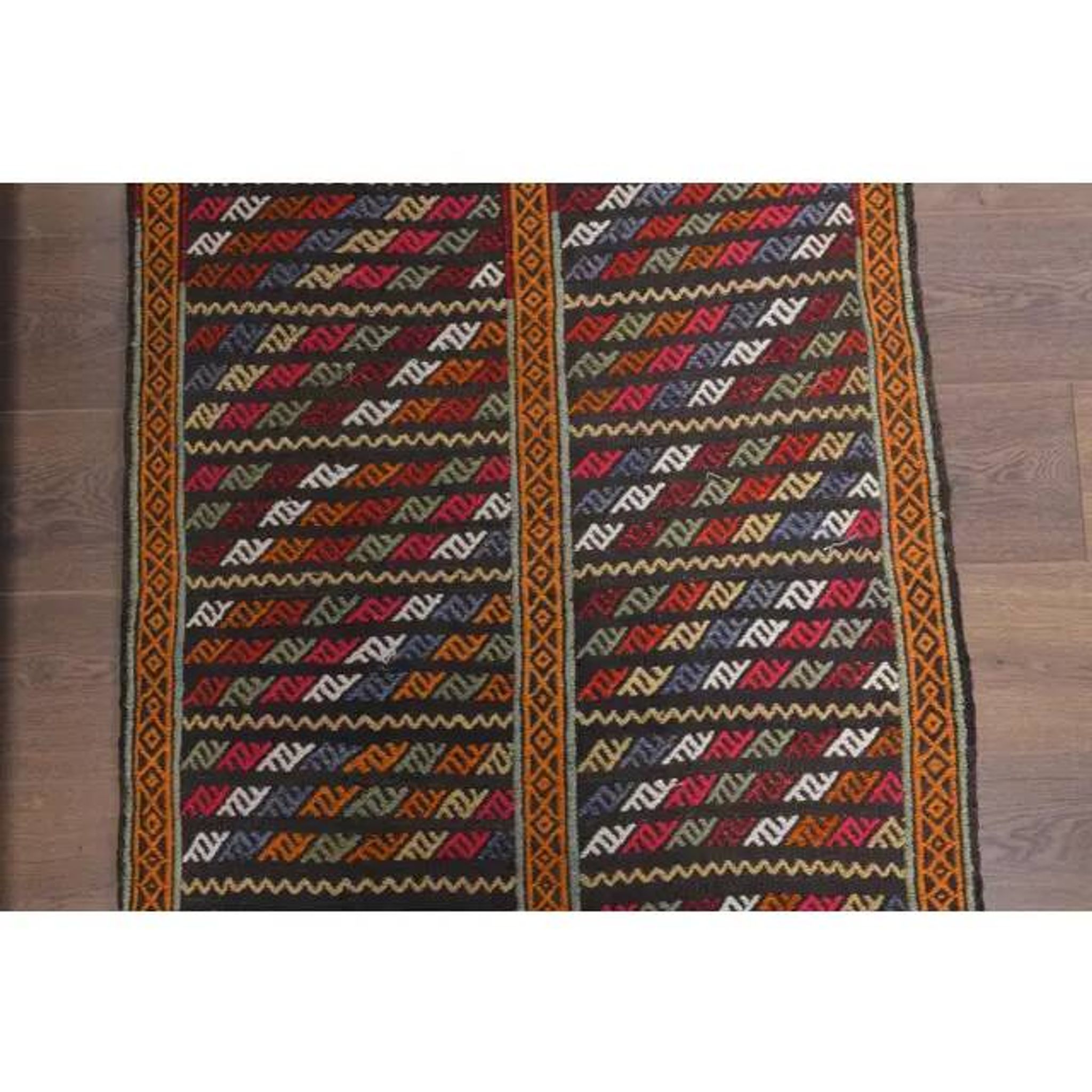 Vintage Turkish Oushak Handmade Wool Cotton Orange Kilim Area Rug 85x130