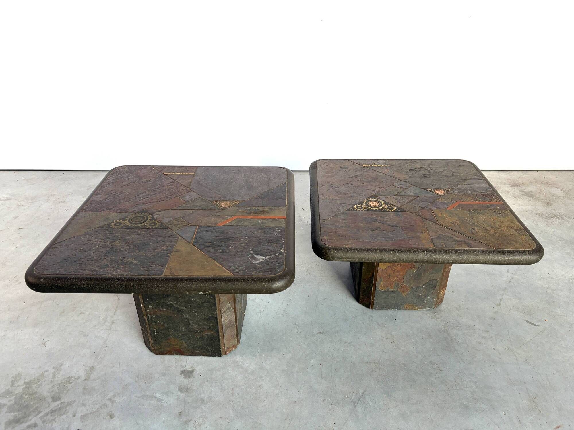 Vintage brutalist slate stone nesting by Laub, 1980s