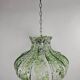 Pendant lamp by Mazzega with loose leaves of ice glass in transparent and green