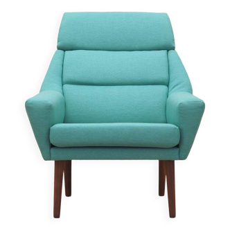 Fauteuil turquoise, design danois, années 1970, fabriqué au Danemark