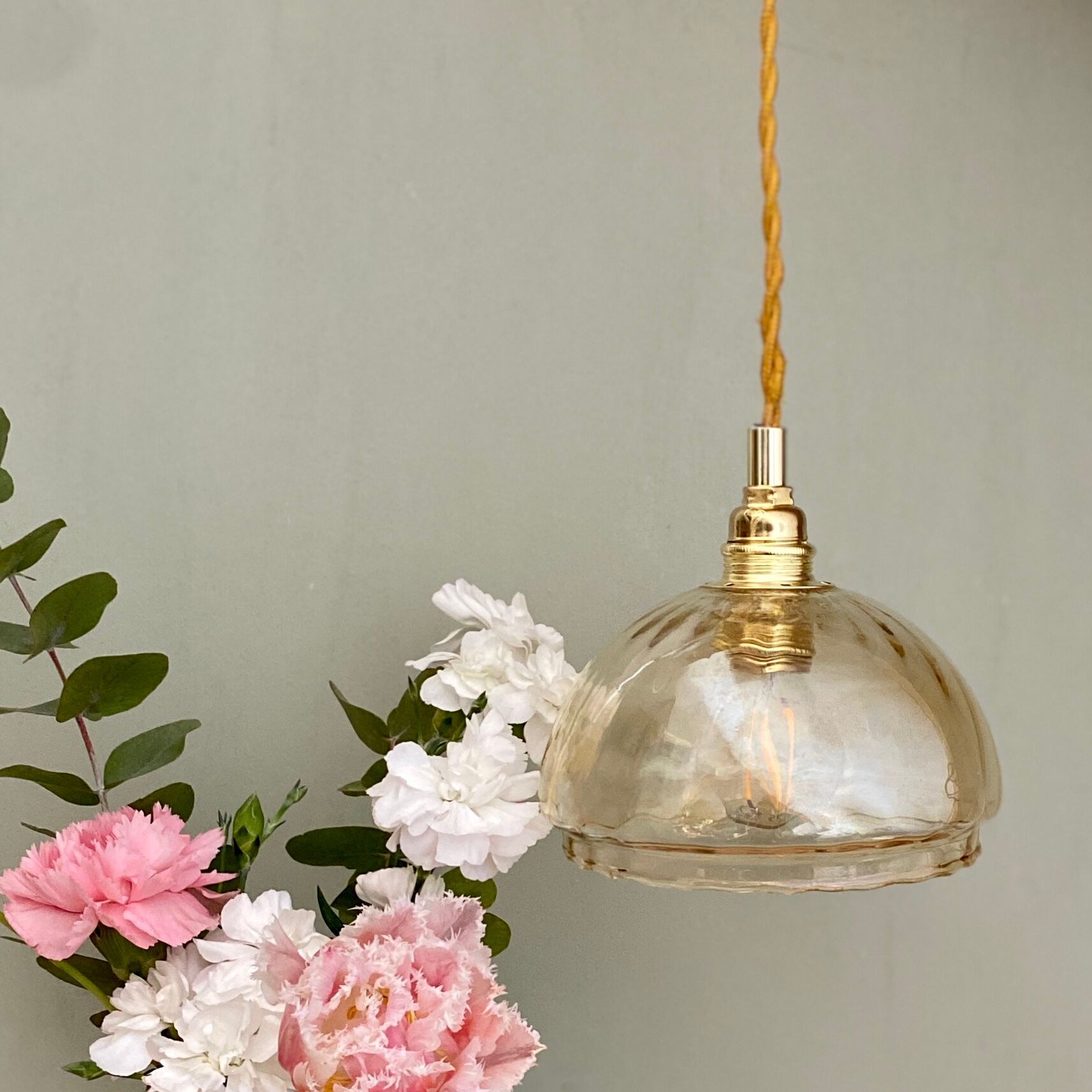 Vintage amber glass globe walker