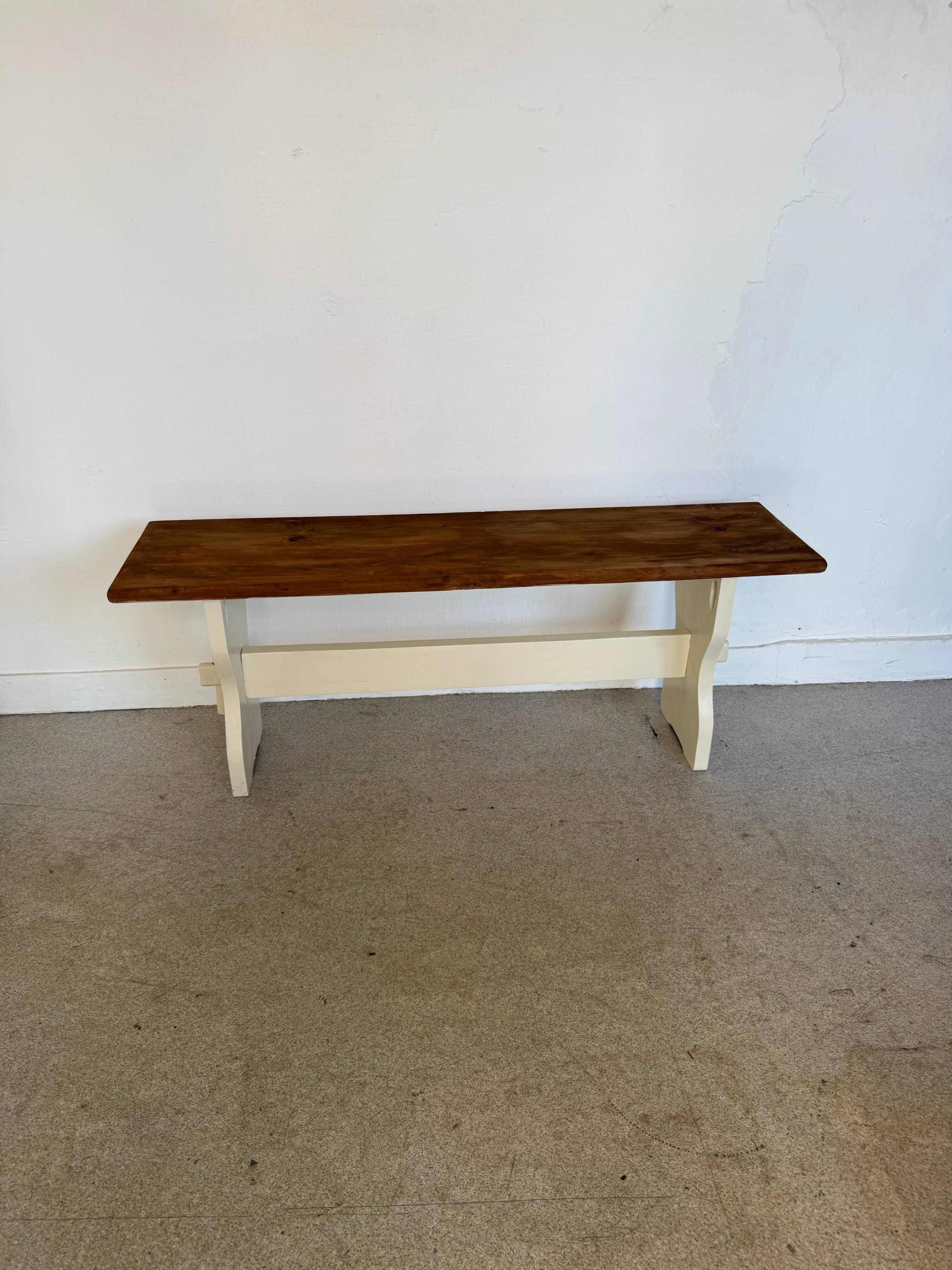 Vintage farmhouse bench made of solid wood