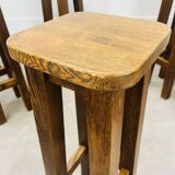 8 solid wood bar stools in brutalist style