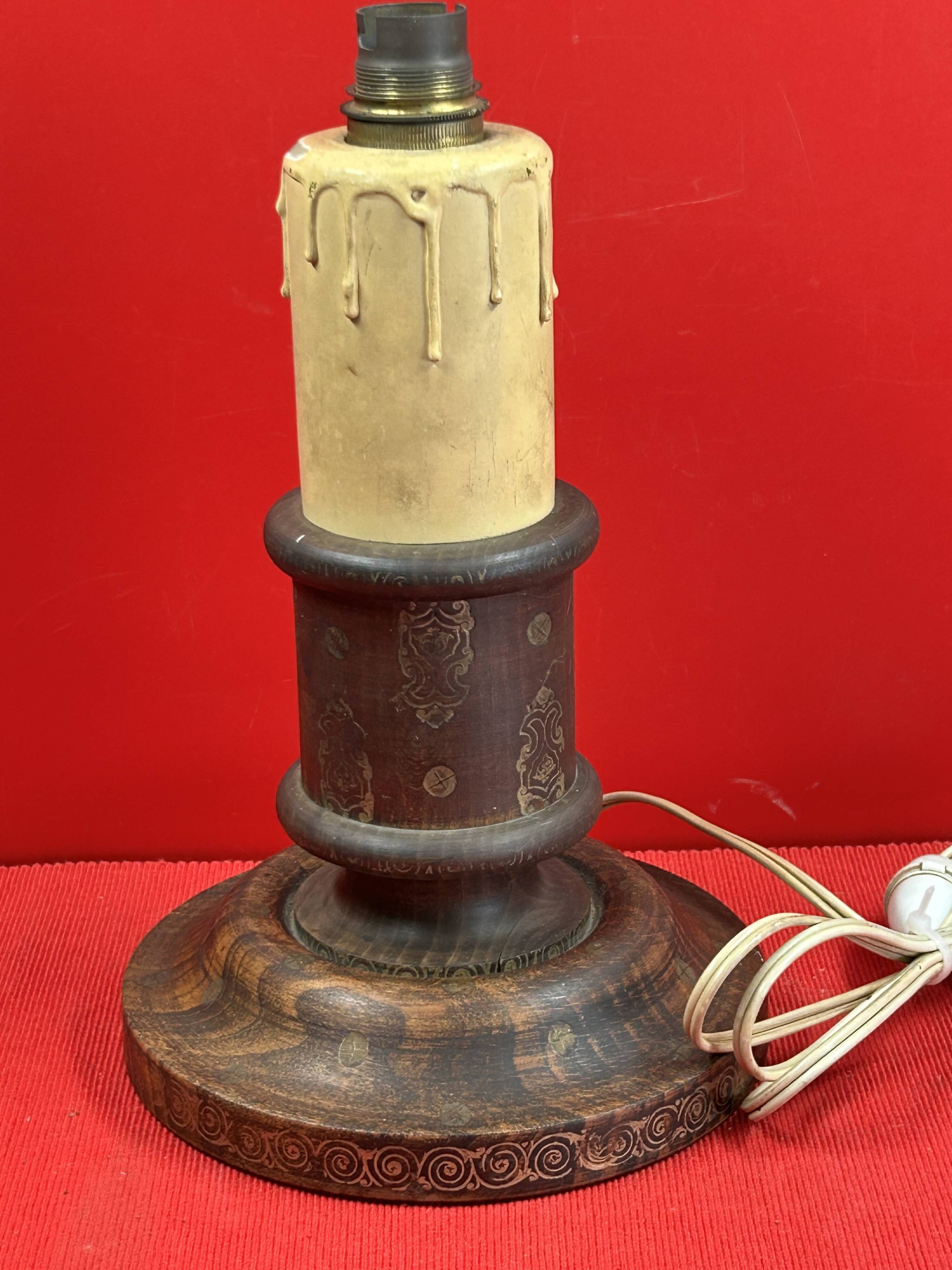 Napoleon III lamp base, wood, gold polychromy, 26 cm socket height