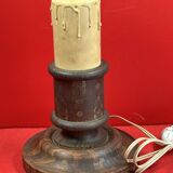 Pied de lampe Napoléon III en bois et polychromie dorée