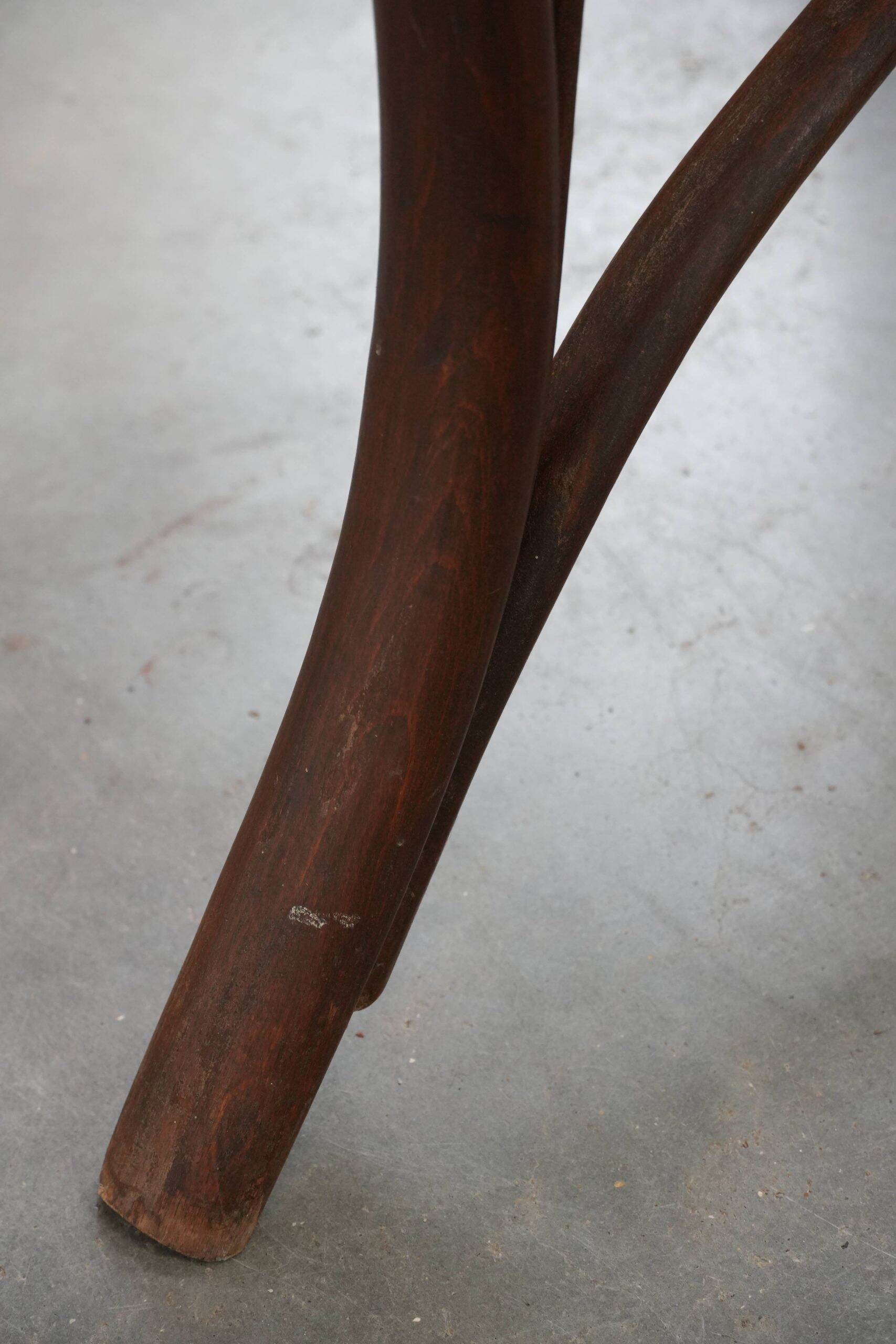 Elegant antique Thonet design side table from the early 20th century with a natural stone top