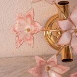 Lovely Murano Vintage Ceiling Light Pink Flowers, 1970s