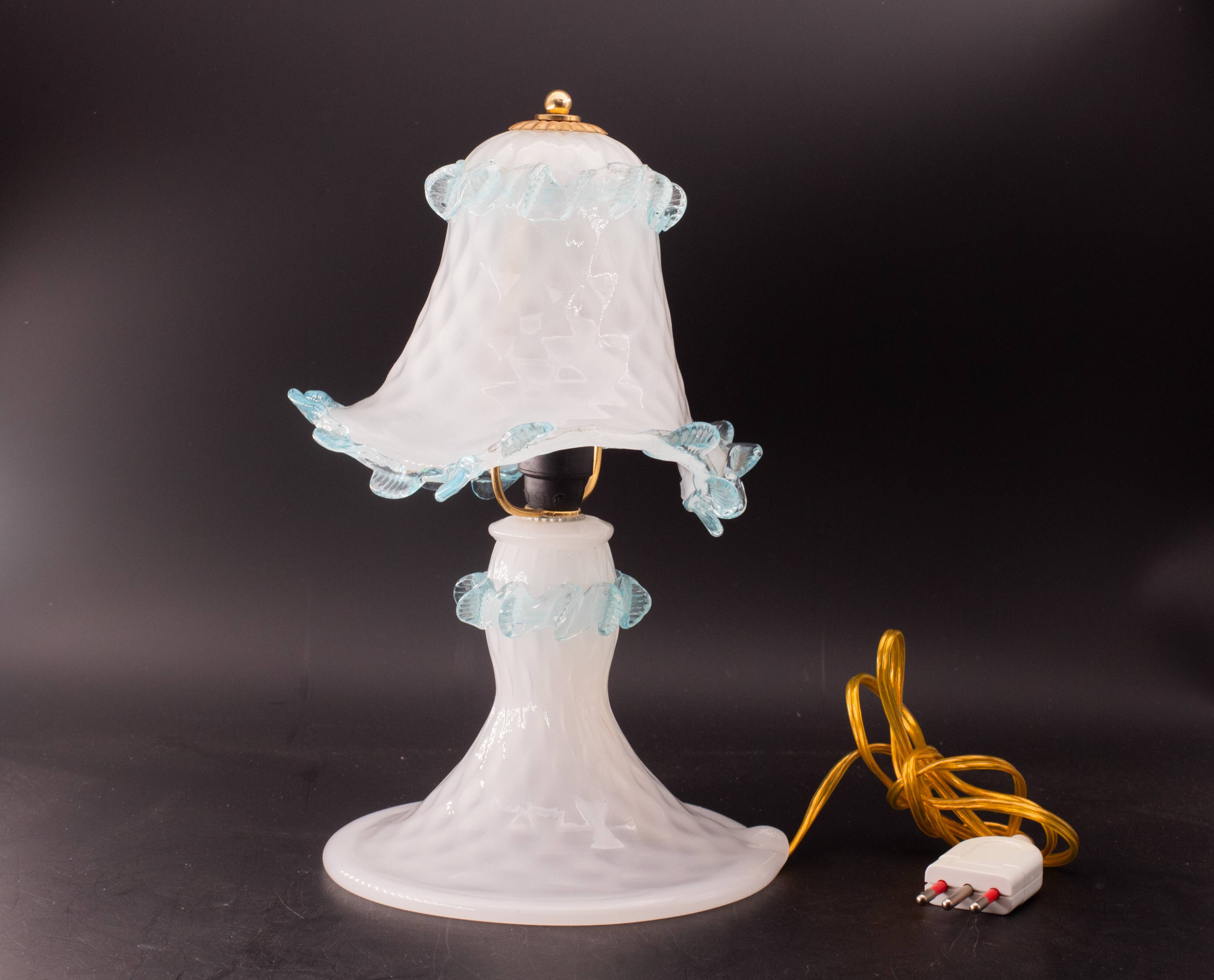 Petite Murano Blu and Trasparent Bubble Glass Table Lamps