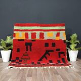 Handmade colorful wool Berber rug 200cmx200cm