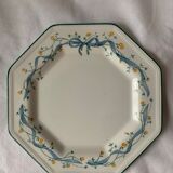12 octagonal dessert plates in blue and yellow green English porcelain Johnson Brothers