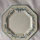 12 octagonal dessert plates in blue and yellow green English porcelain Johnson Brothers