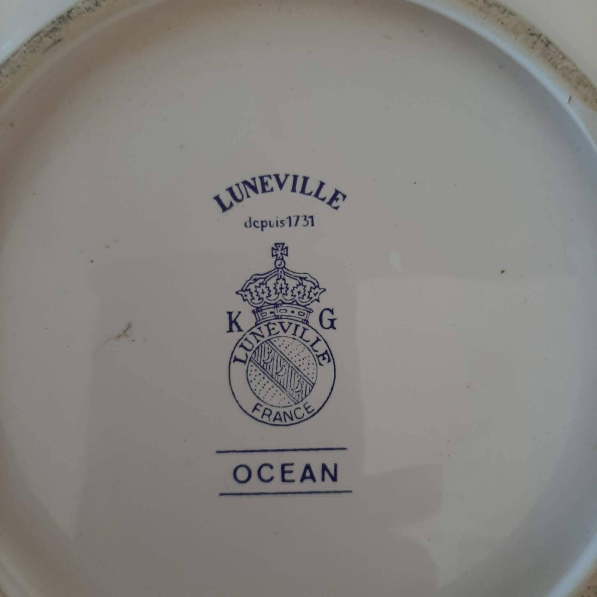 Large round dish k.g luneville faience / 41 x 8 cm / ocean model