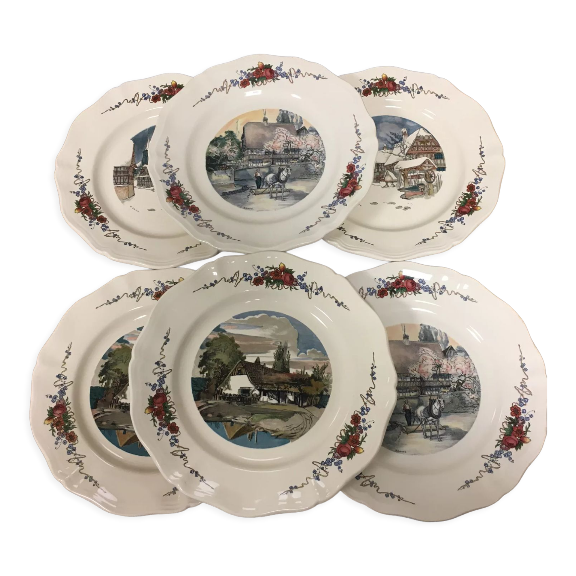 6 flat plates Obernai Sarreguemines