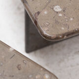 Set of 3 square, fossil marble coffee tables, 1970’s design