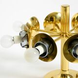 1960s Space Age brass ceiling lamp with 8 glass balls by Kaiser Leuchten