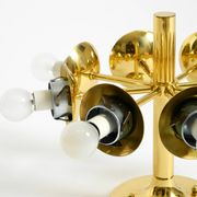 1960s Space Age brass ceiling lamp with 8 glass balls by Kaiser Leuchten